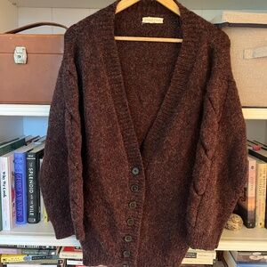 Micaela Greg Alpaca Blend Oversized Cable Sleeve Cardigan Small